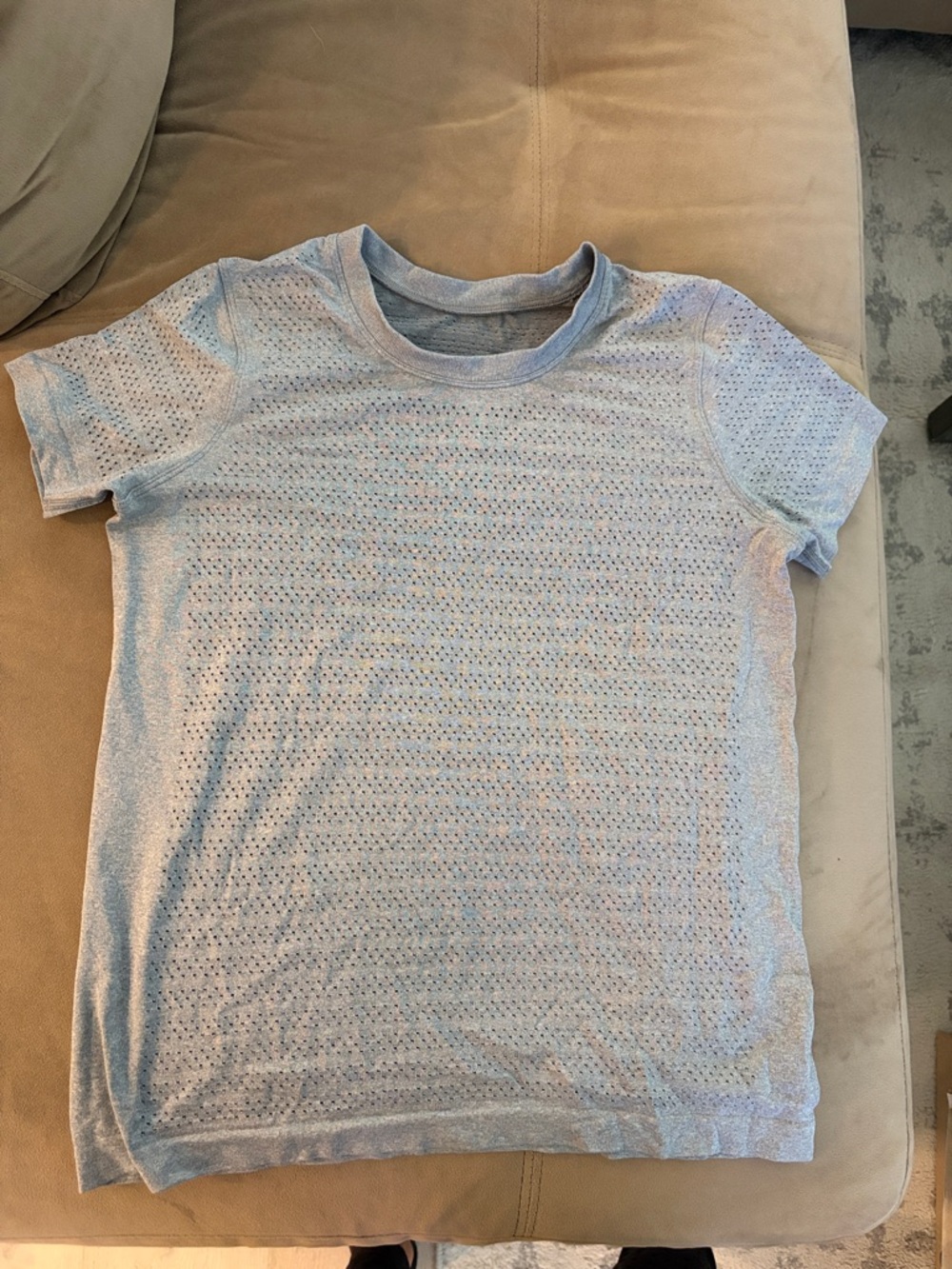 lululemon athletica Light Blue Short Sleeve Eyelet Tee